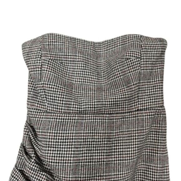 ‼️SOLD‼️HOUSE OF HARLOW NWT Gray Strapless Wool Blend Houndstooth Mini Dress - Picture 3 of 16